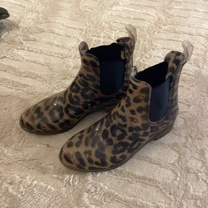 J Crew leopard print rain boots